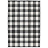 2' X 4' Black and Ivory Indoor Outdoor Area Rug - Homeroots