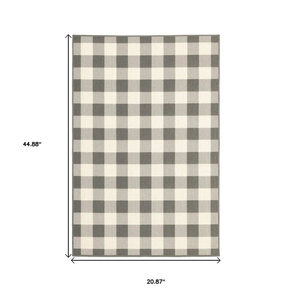 2' X 4' Gray and Ivory Indoor Outdoor Area Rug - Homeroots - Flyclothing LLC