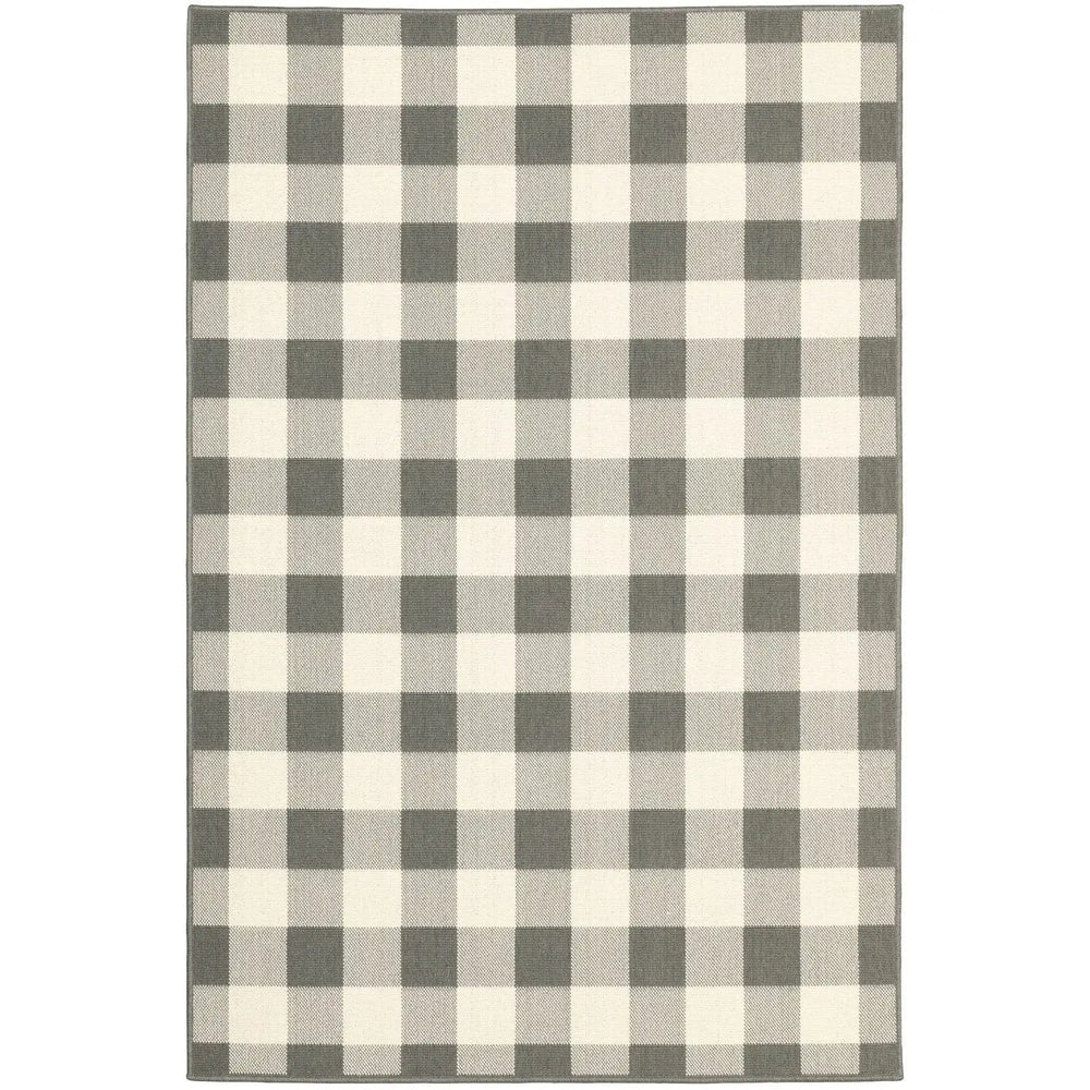 2' X 4' Gray and Ivory Indoor Outdoor Area Rug - Homeroots
