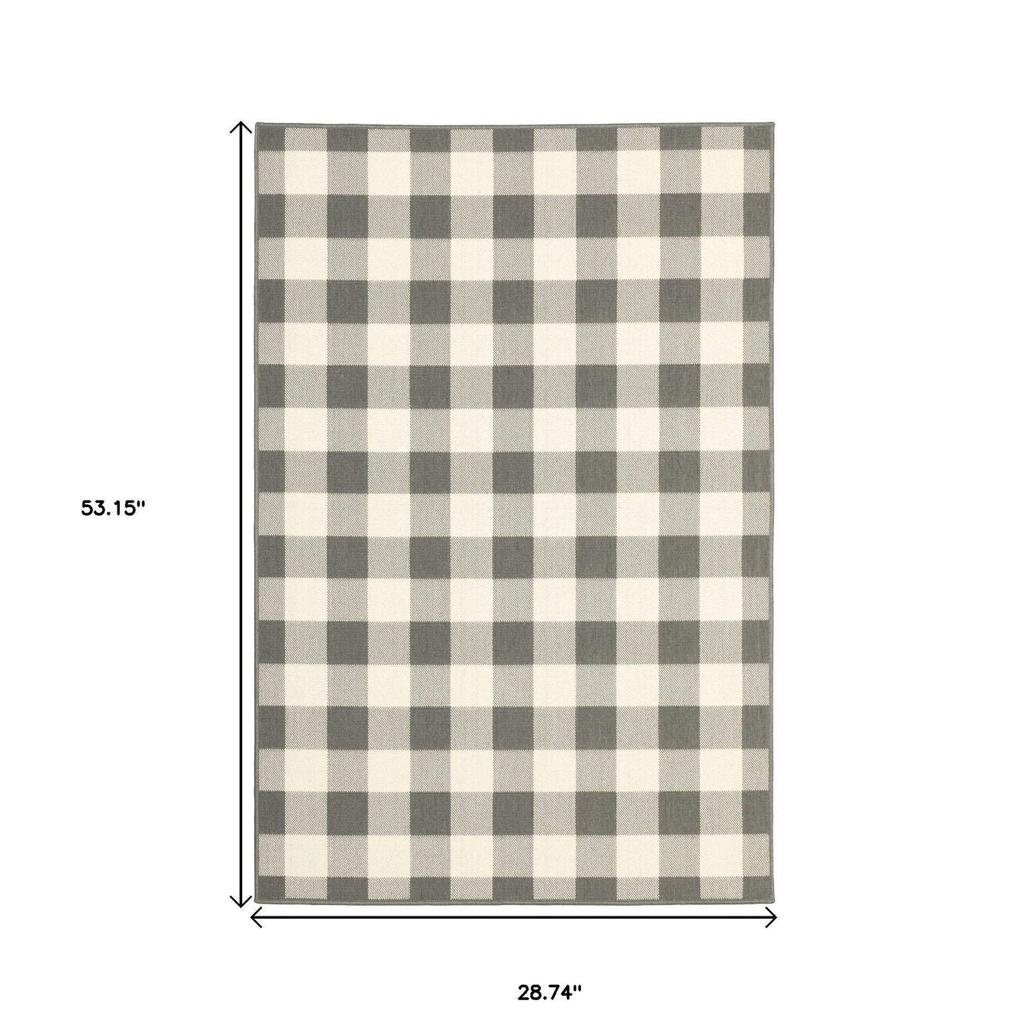2' X 4' Gray and Ivory Indoor Outdoor Area Rug - Homeroots - Flyclothing LLC