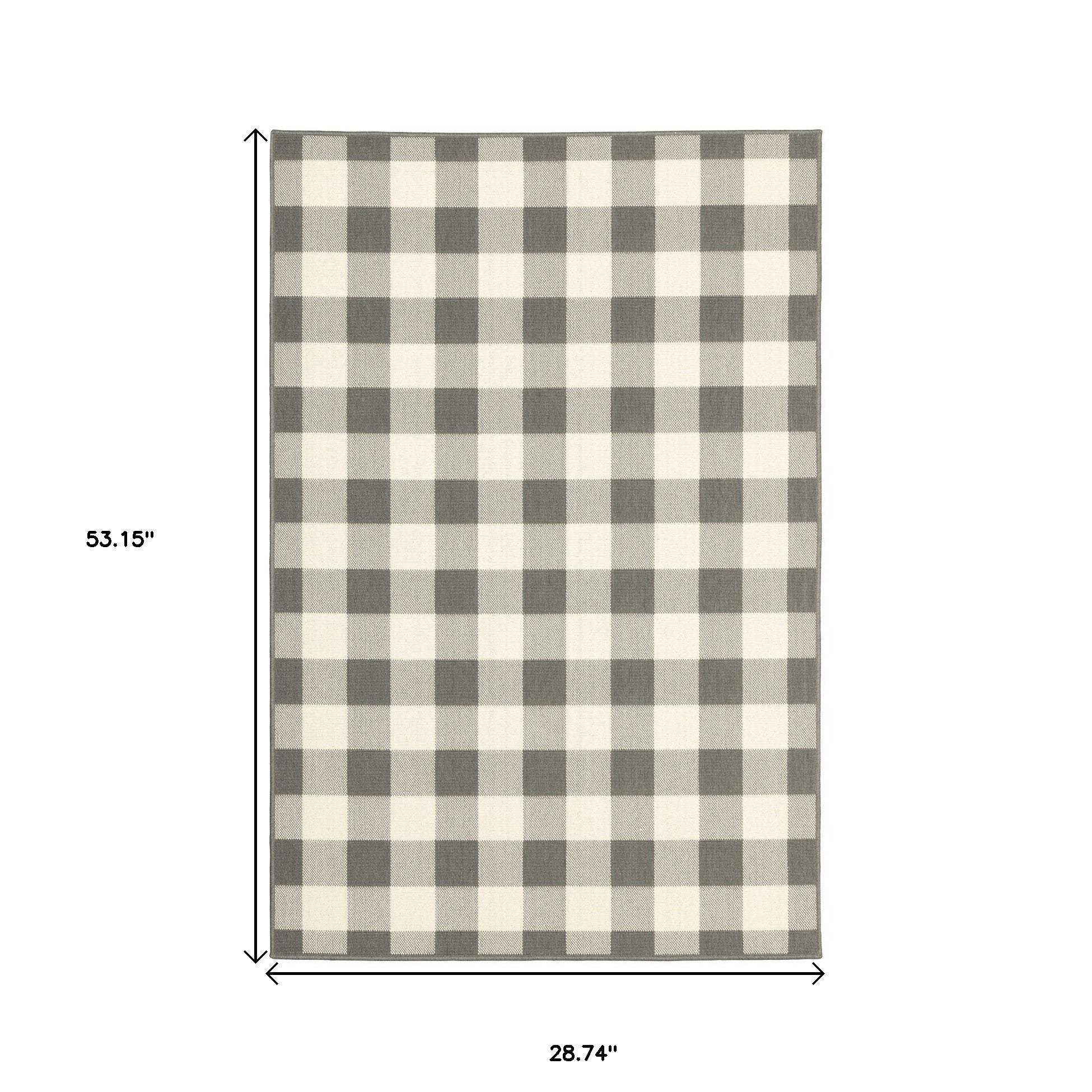 2' X 4' Gray and Ivory Indoor Outdoor Area Rug - Homeroots - Flyclothing LLC