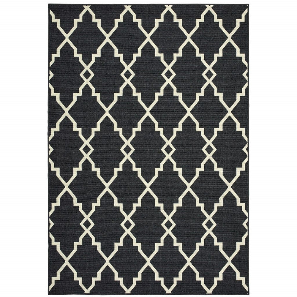 2' X 4' Black and Ivory Indoor Outdoor Area Rug - Homeroots