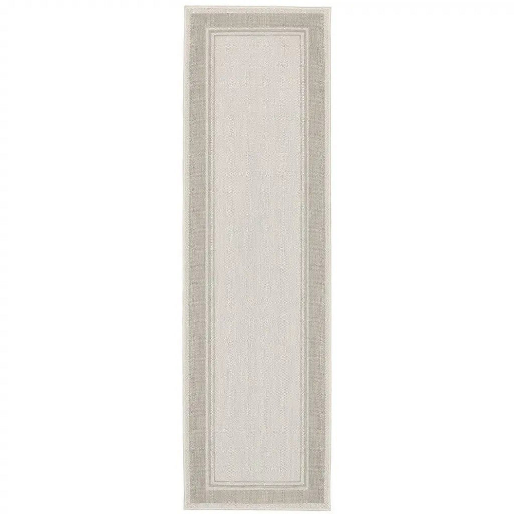 Gray and Ivory Indoor Outdoor Area Rug - Homeroots