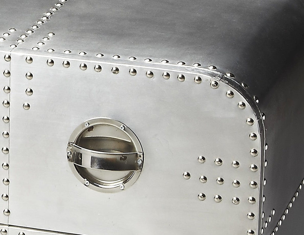 43" Silver Metal Two Drawer Chest - Homeroots