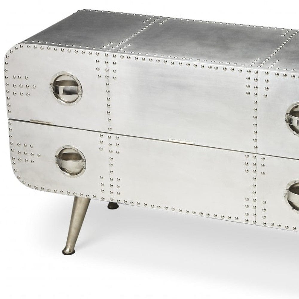 43" Silver Metal Two Drawer Chest - Homeroots