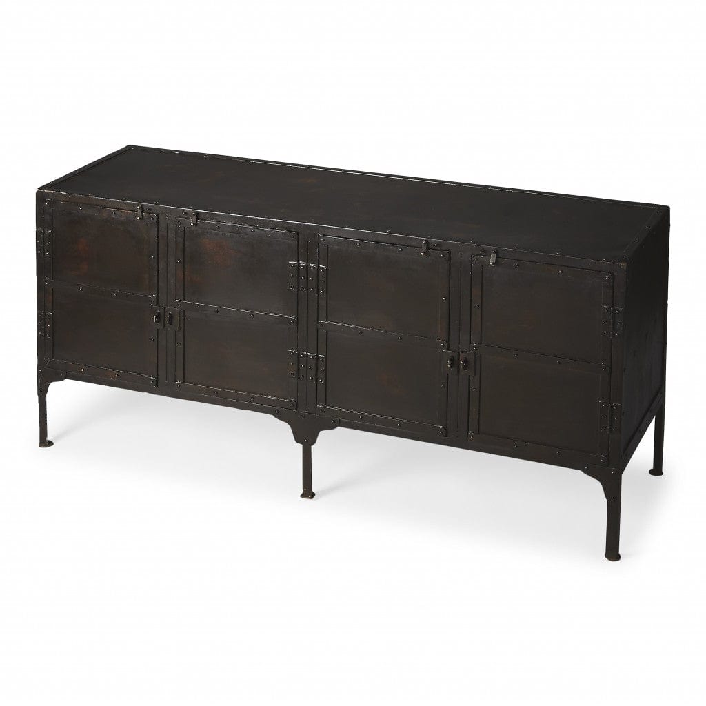 62" Black Iron Sideboard Console Cabinet - Homeroots