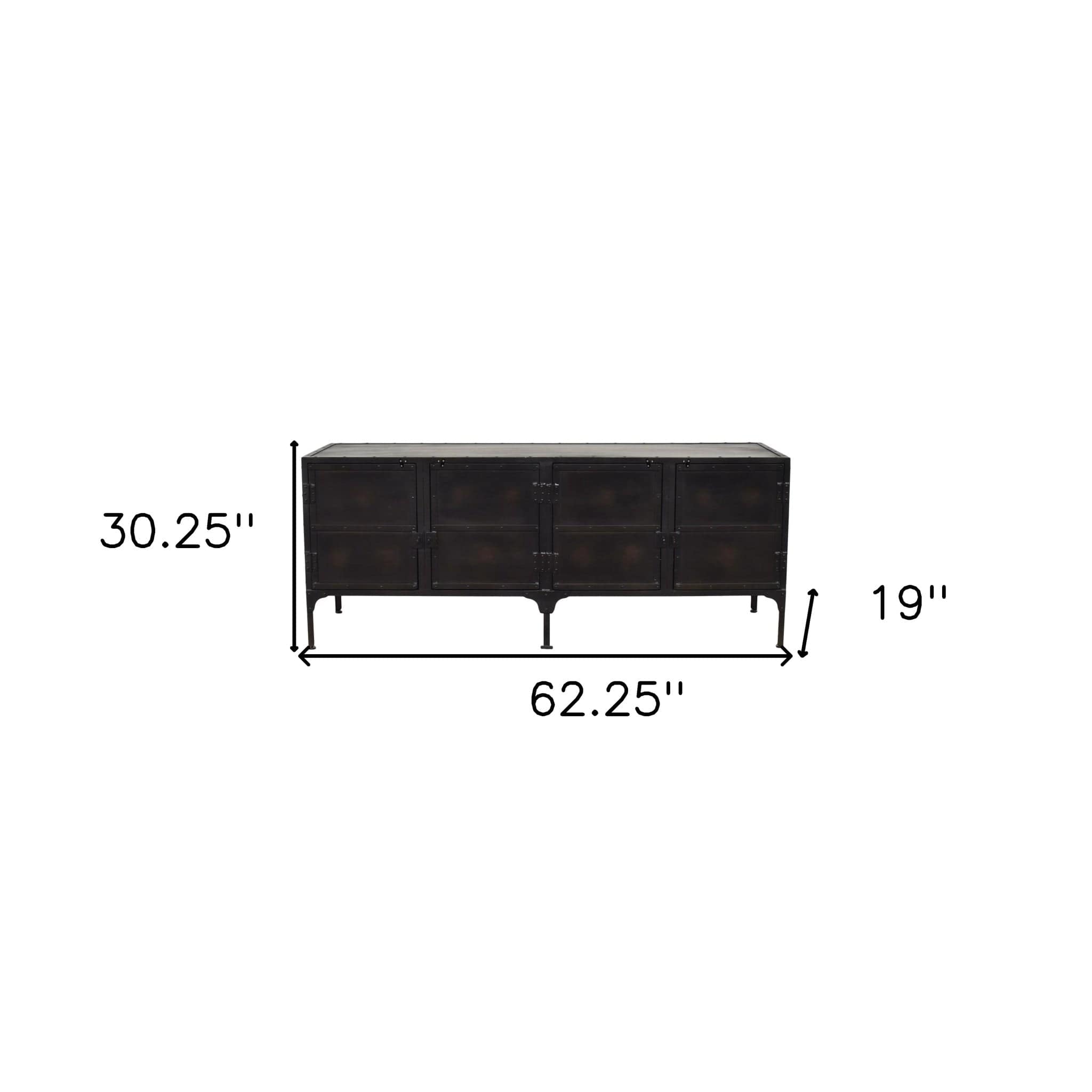 62" Black Iron Sideboard Console Cabinet - Homeroots