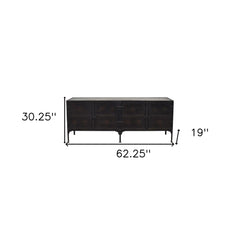 62" Black Iron Sideboard Console Cabinet - Homeroots