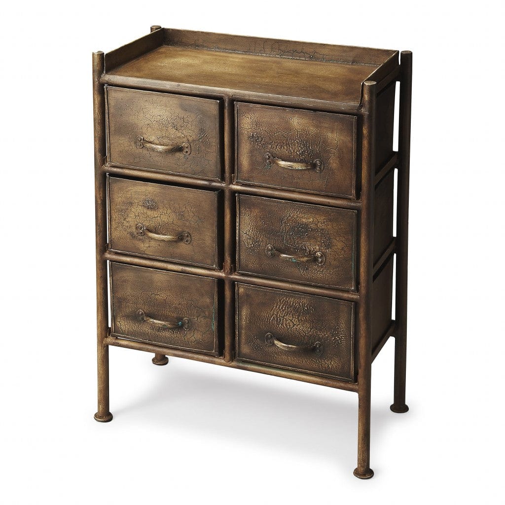 23" Bronze Metal Six Drawer Chest - Homeroots - Flyclothing LLC