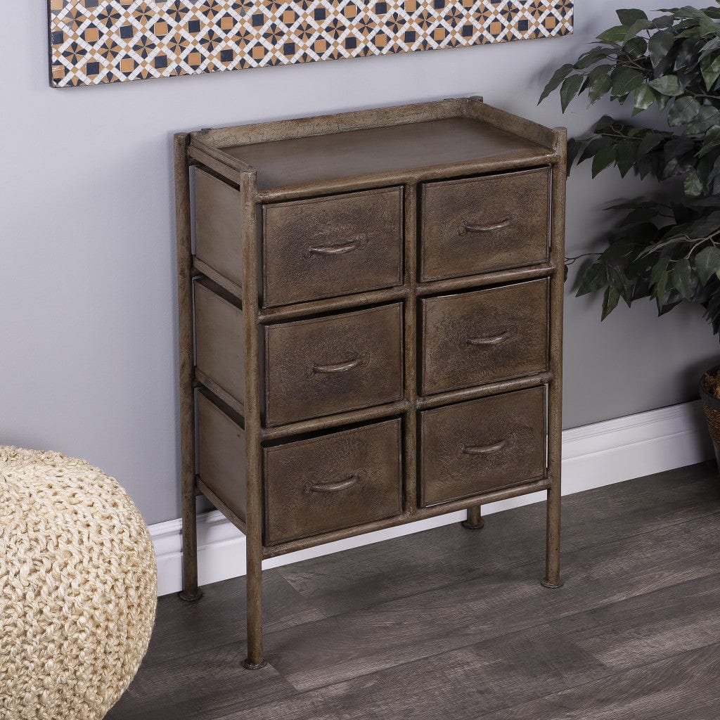 23" Bronze Metal Six Drawer Chest - Homeroots - Flyclothing LLC