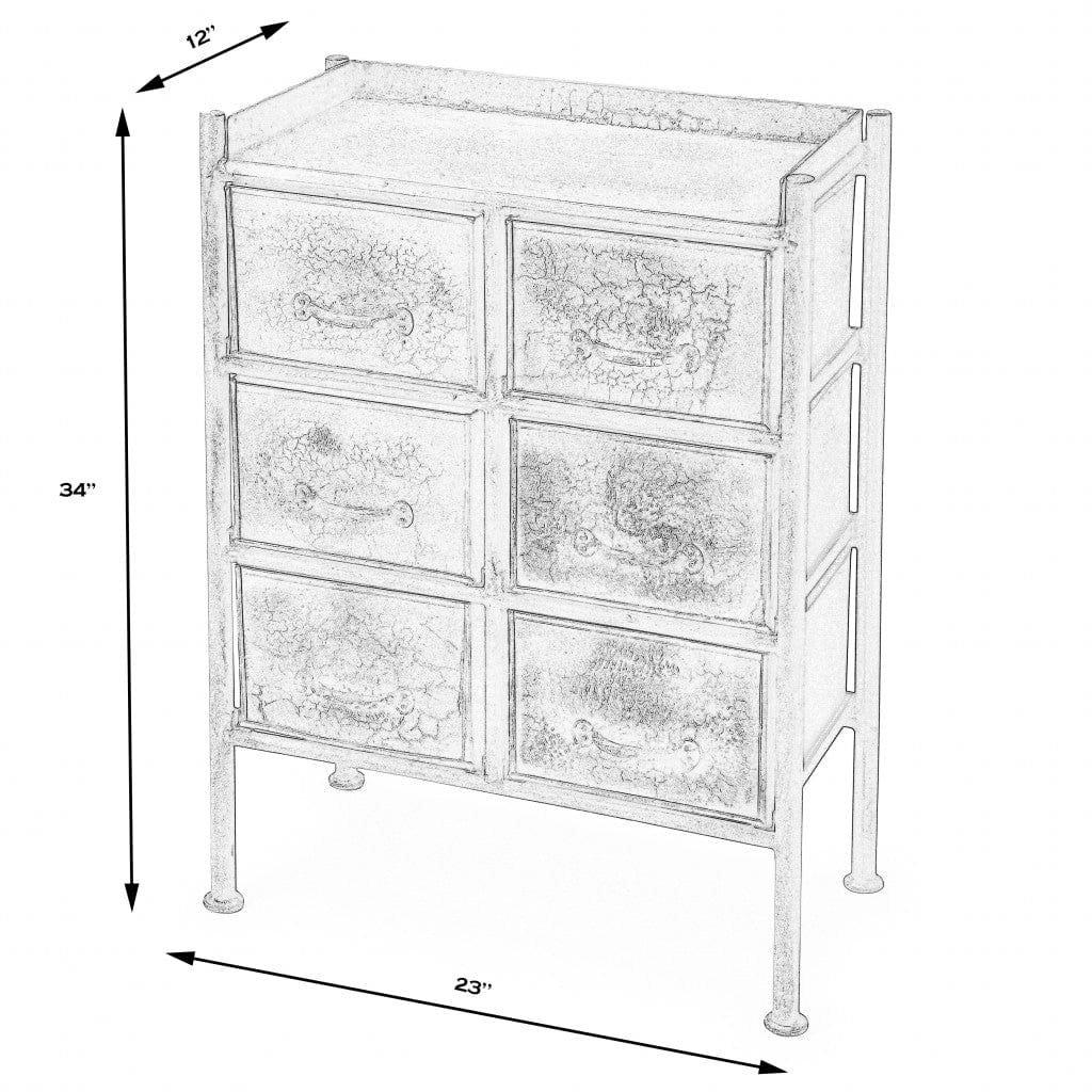 23" Bronze Metal Six Drawer Chest - Homeroots - Flyclothing LLC