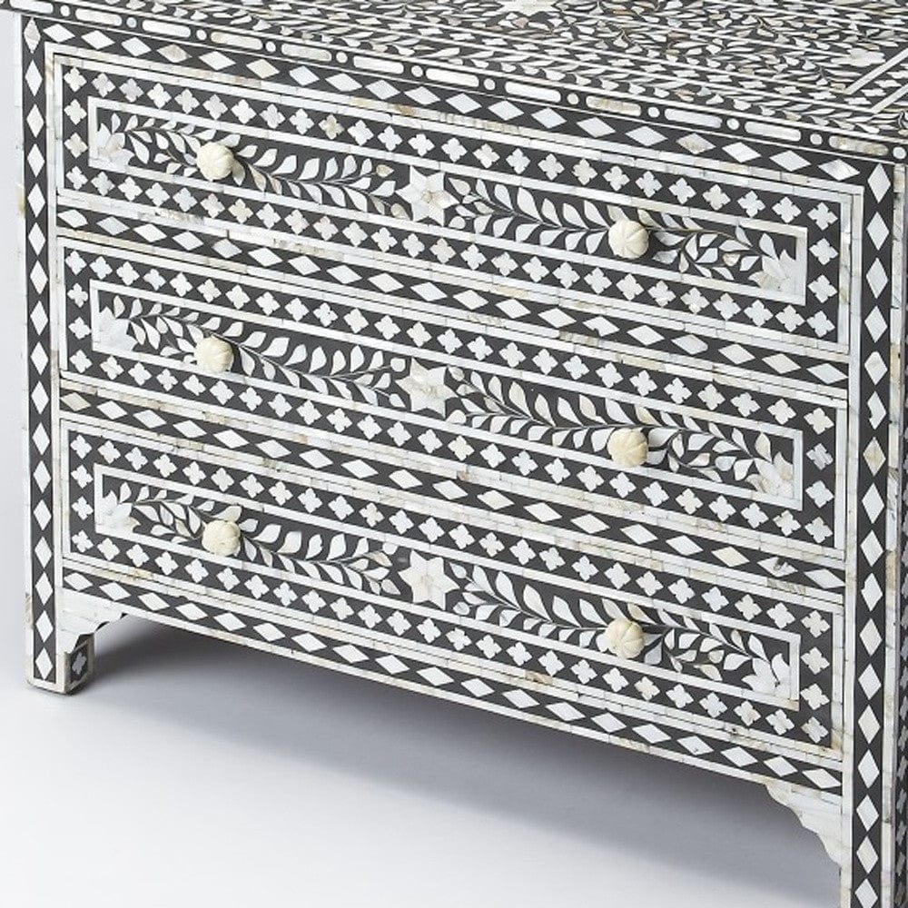 36" Black Manufactured Wood Three Drawer Chest - Homeroots