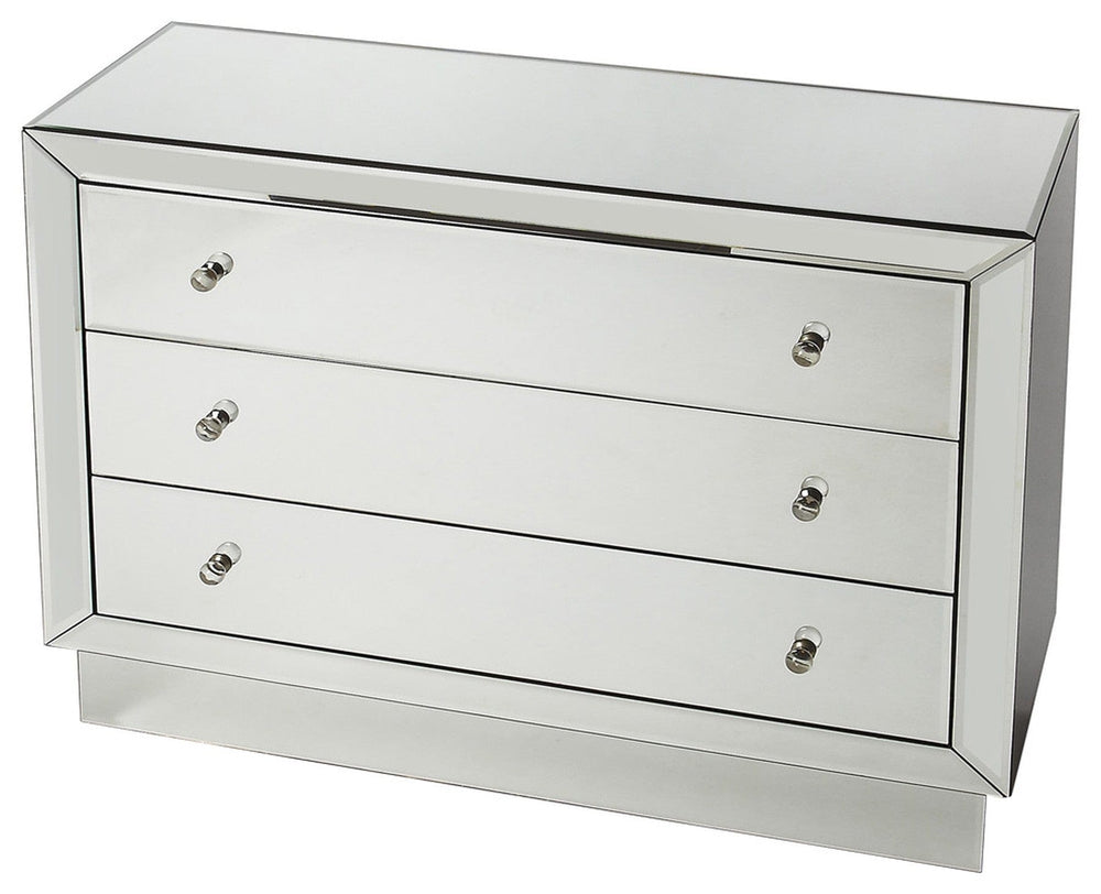 42" Clear Glass Three Drawer Dresser - Homeroots - Flyclothing LLC
