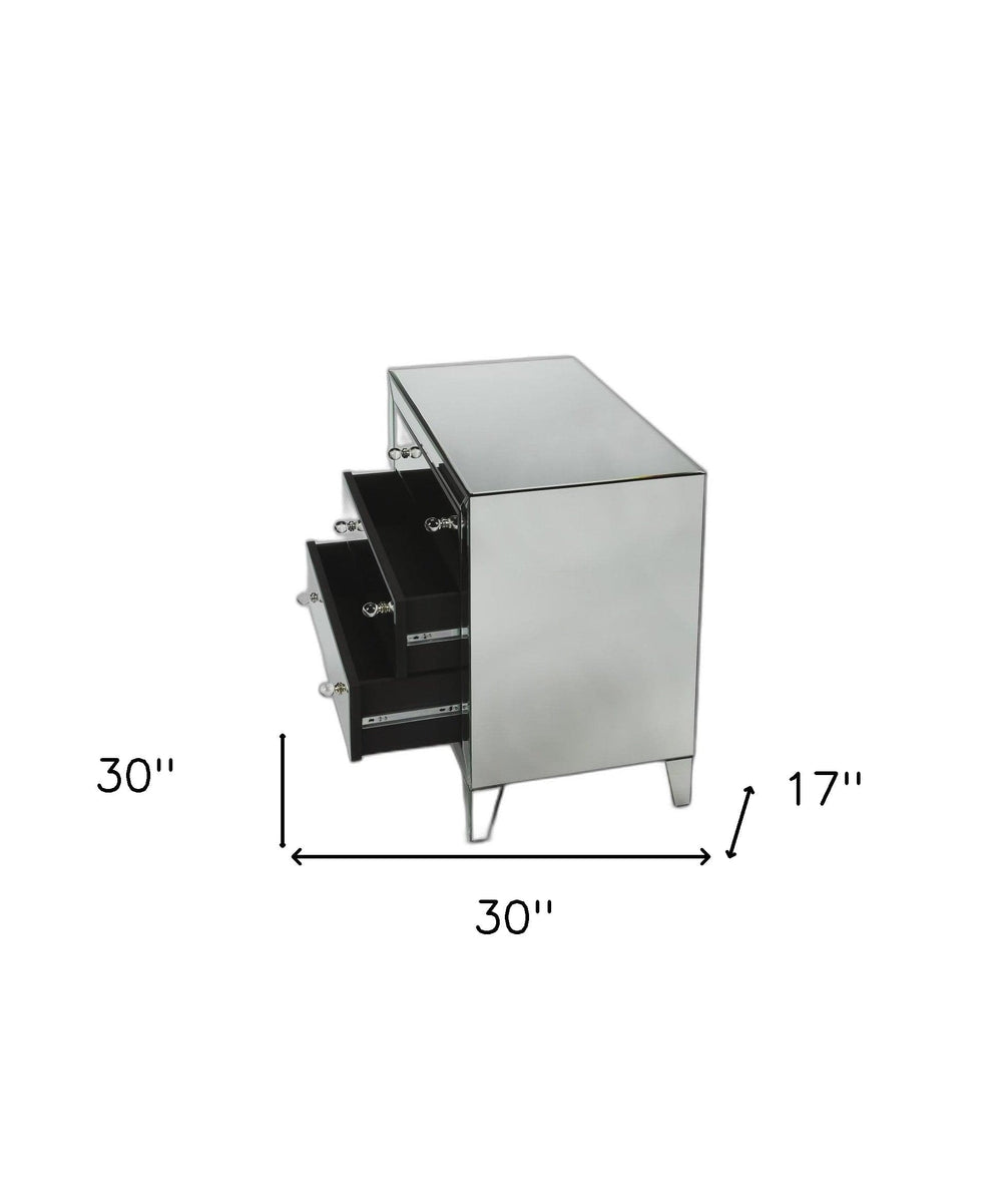 30" Clear Glass Three Drawer Chest - Homeroots