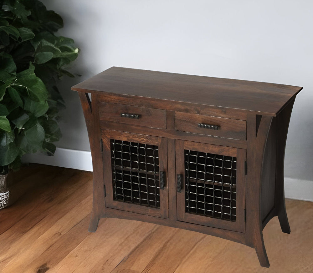 44" Dark Brown Solid Wood Frame Standard Accent Chest With Two Drawers - Homeroots