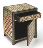 21" Brown And Green And Ivory Standard Accent Cabinet With One Drawer - Homeroots