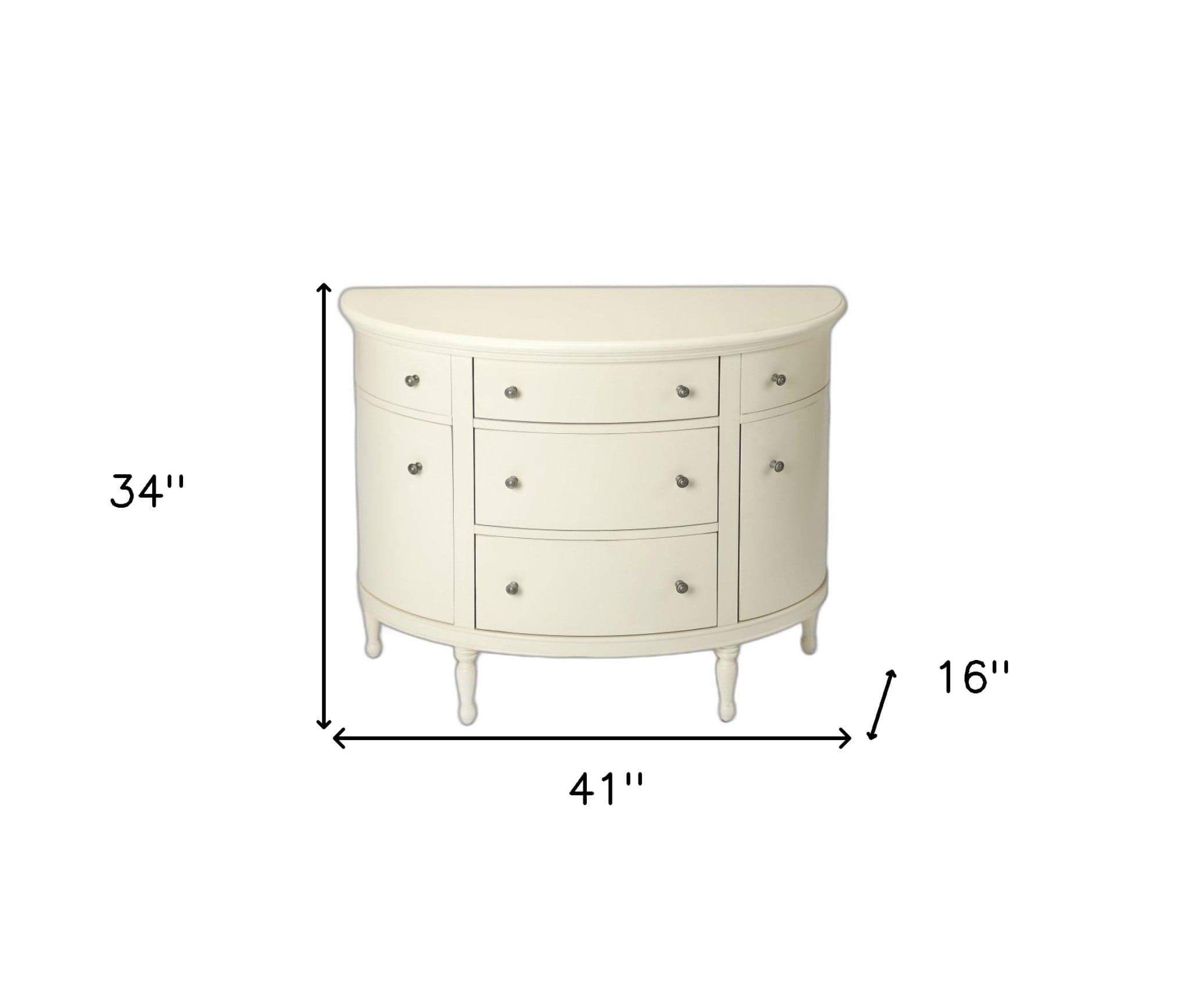 White Demilune Console Chest
