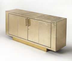 71" Gold Solid Wood Sideboard With Two Doors - Homeroots