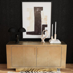 71" Gold Solid Wood Sideboard With Two Doors - Homeroots