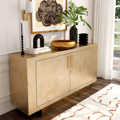 71" Gold Solid Wood Sideboard With Two Doors - Homeroots