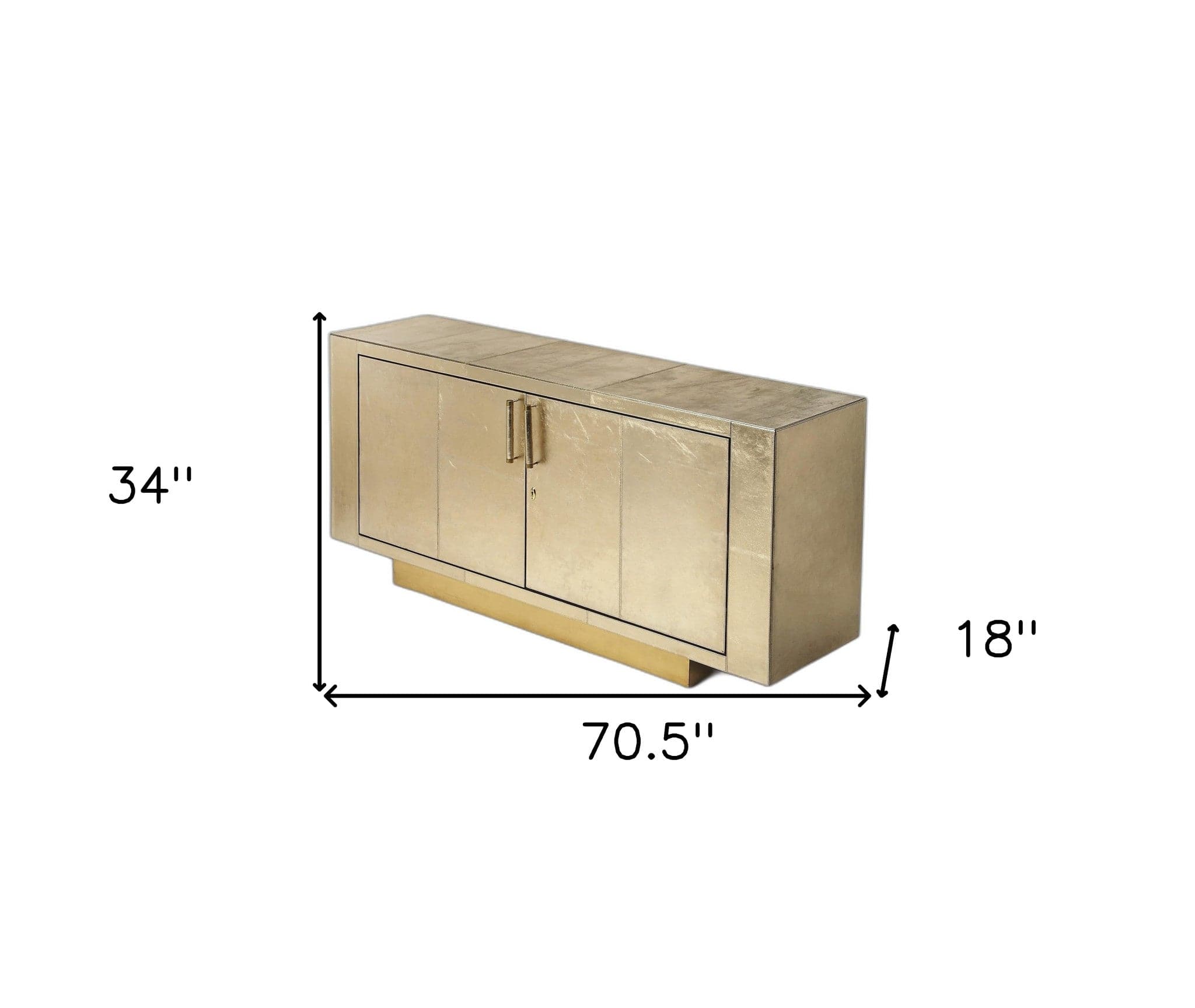 71" Gold Solid Wood Sideboard With Two Doors - Homeroots