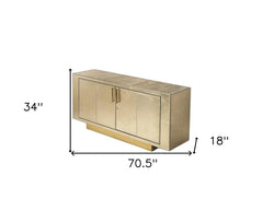 71" Gold Solid Wood Sideboard With Two Doors - Homeroots