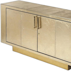 71" Gold Solid Wood Sideboard With Two Doors - Homeroots