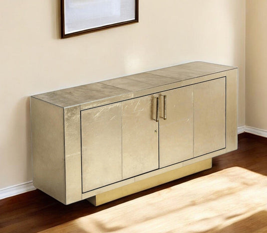 71" Gold Solid Wood Sideboard With Two Doors - Homeroots