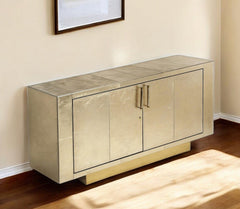 71" Gold Solid Wood Sideboard With Two Doors - Homeroots