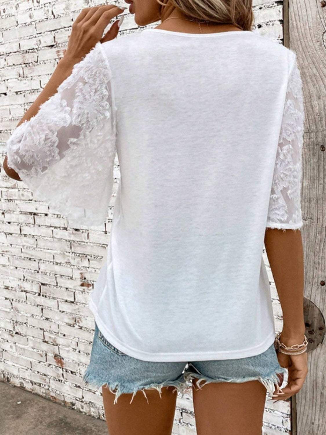 V-Neck Half Sleeve T-Shirt - Trendsi - Flyclothing LLC