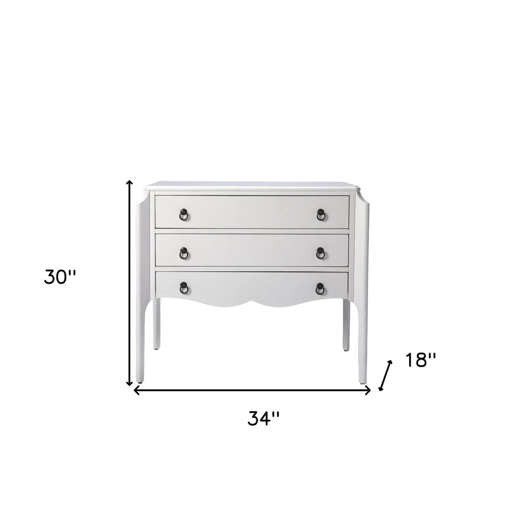 34" White Solid and Manufactured Wood Three Drawer Standard Chest - Homeroots - Flyclothing LLC