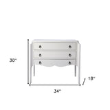 34" White Solid and Manufactured Wood Three Drawer Standard Chest - Homeroots - Flyclothing LLC