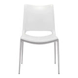 Set of Two White And Silver Upholstered Faux Leather Dining Side Chairs - Homeroots - Flyclothing LLC