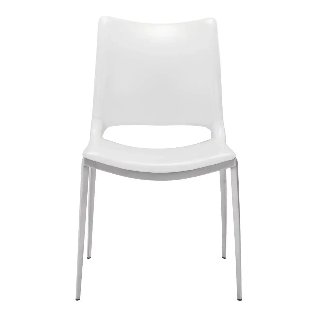 Set of Two White And Silver Upholstered Faux Leather Dining Side Chairs - Homeroots - Flyclothing LLC