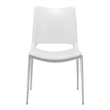 Set of Two White And Silver Upholstered Faux Leather Dining Side Chairs - Homeroots