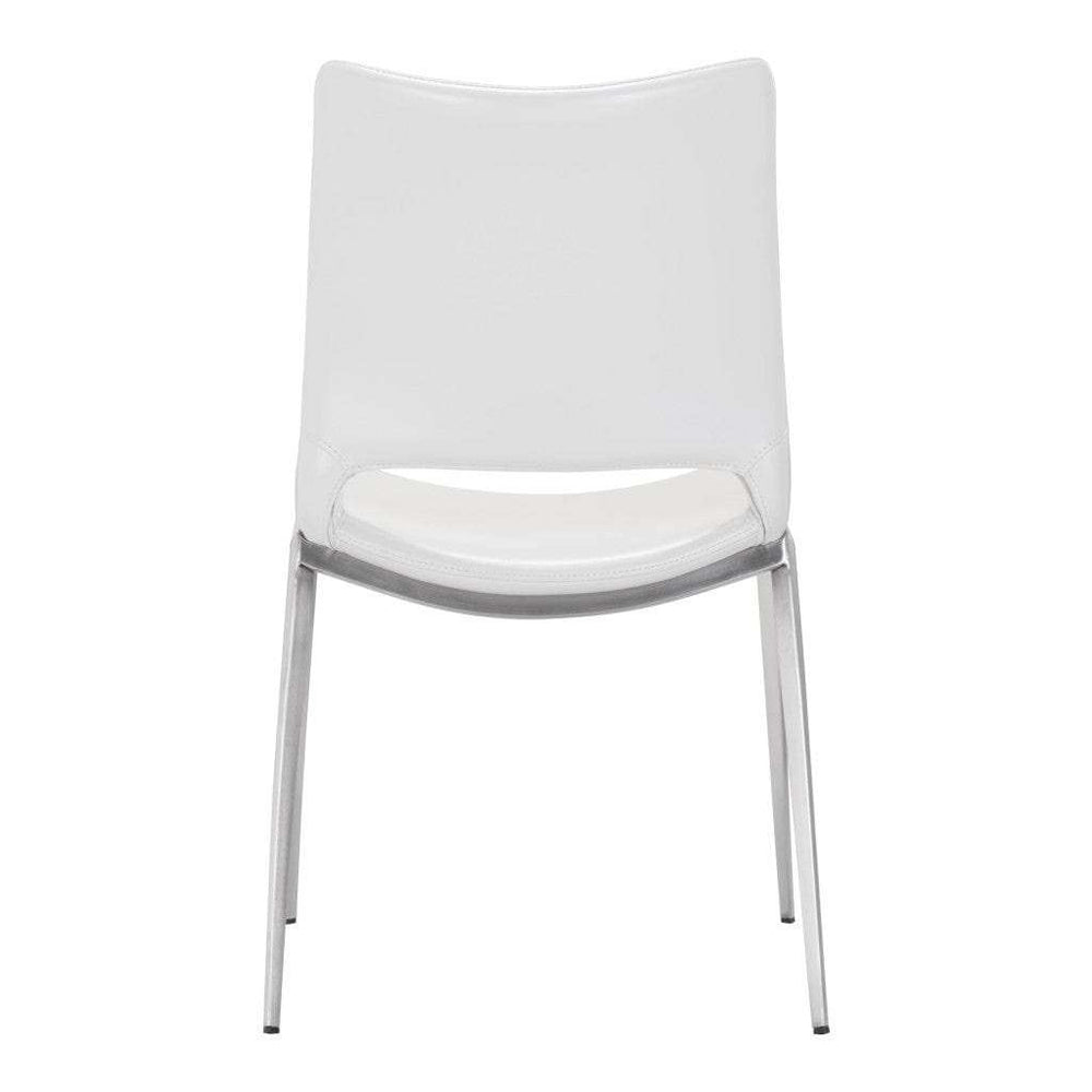 Set of Two White And Silver Upholstered Faux Leather Dining Side Chairs - Homeroots - Flyclothing LLC