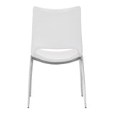 Set of Two White And Silver Upholstered Faux Leather Dining Side Chairs - Homeroots