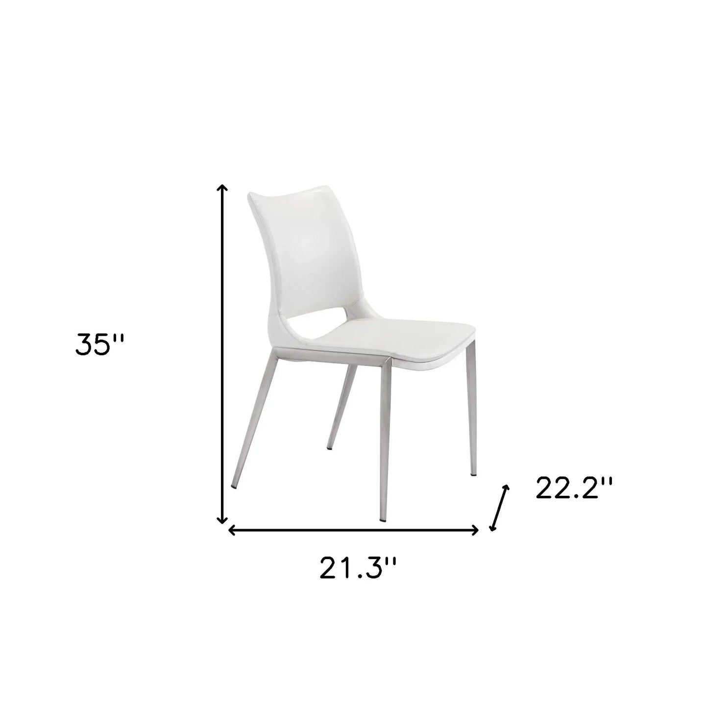 Set of Two White And Silver Upholstered Faux Leather Dining Side Chairs - Homeroots - Flyclothing LLC