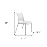 Set of Two White And Silver Upholstered Faux Leather Dining Side Chairs - Homeroots - Flyclothing LLC