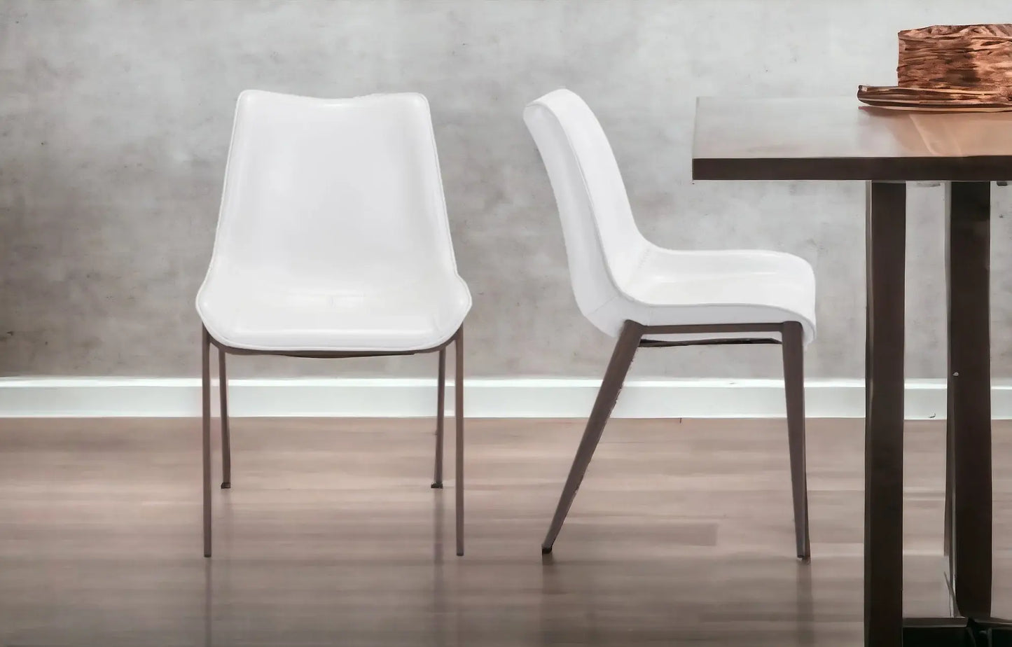 Stich White Faux Leather Side or Dining Chairs Set of 2 Chairs - Homeroots - Flyclothing LLC