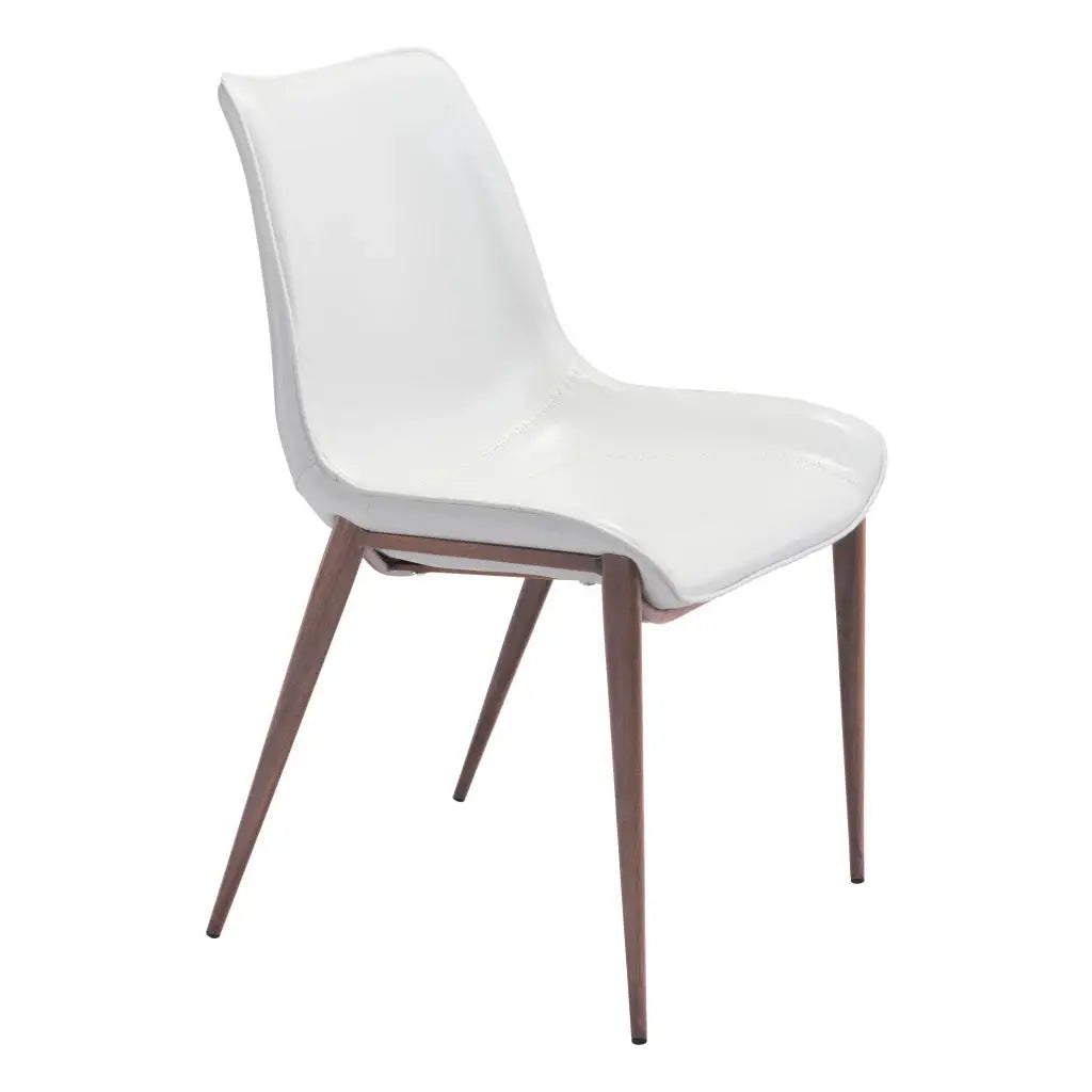 Stich White Faux Leather Side or Dining Chairs Set of 2 Chairs - Homeroots - Flyclothing LLC