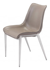 Set of Two Gray And Silver Upholstered Faux Leather Dining Side Chairs - Homeroots - Flyclothing LLC
