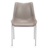 Set of Two Gray And Silver Upholstered Faux Leather Dining Side Chairs - Homeroots - Flyclothing LLC