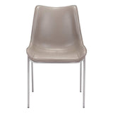 Set of Two Gray And Silver Upholstered Faux Leather Dining Side Chairs - Homeroots - Flyclothing LLC