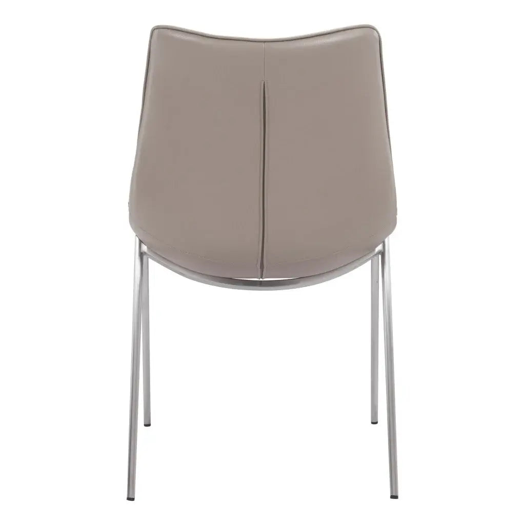 Set of Two Gray And Silver Upholstered Faux Leather Dining Side Chairs - Homeroots - Flyclothing LLC