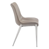 Set of Two Gray And Silver Upholstered Faux Leather Dining Side Chairs - Homeroots - Flyclothing LLC