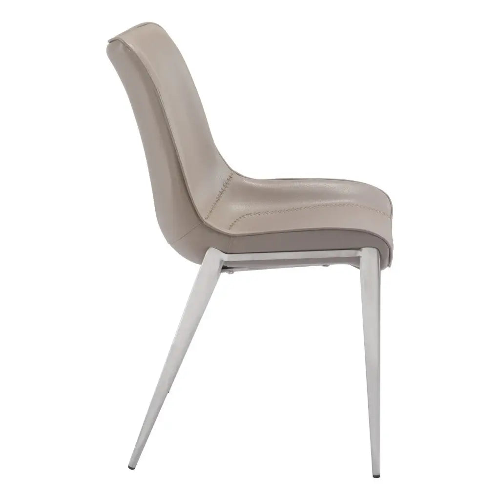 Set of Two Gray And Silver Upholstered Faux Leather Dining Side Chairs - Homeroots - Flyclothing LLC