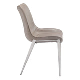Set of Two Gray And Silver Upholstered Faux Leather Dining Side Chairs - Homeroots