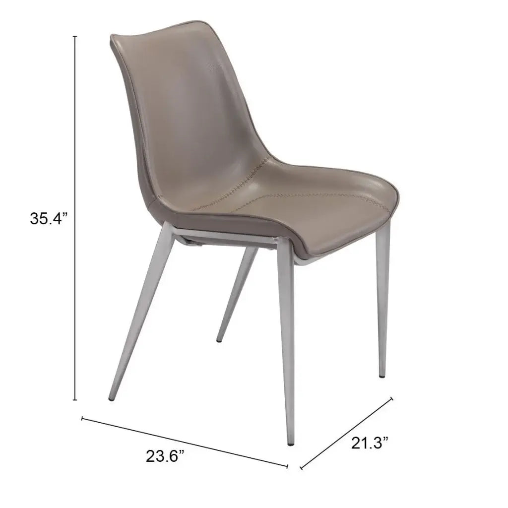 Set of Two Gray And Silver Upholstered Faux Leather Dining Side Chairs - Homeroots - Flyclothing LLC