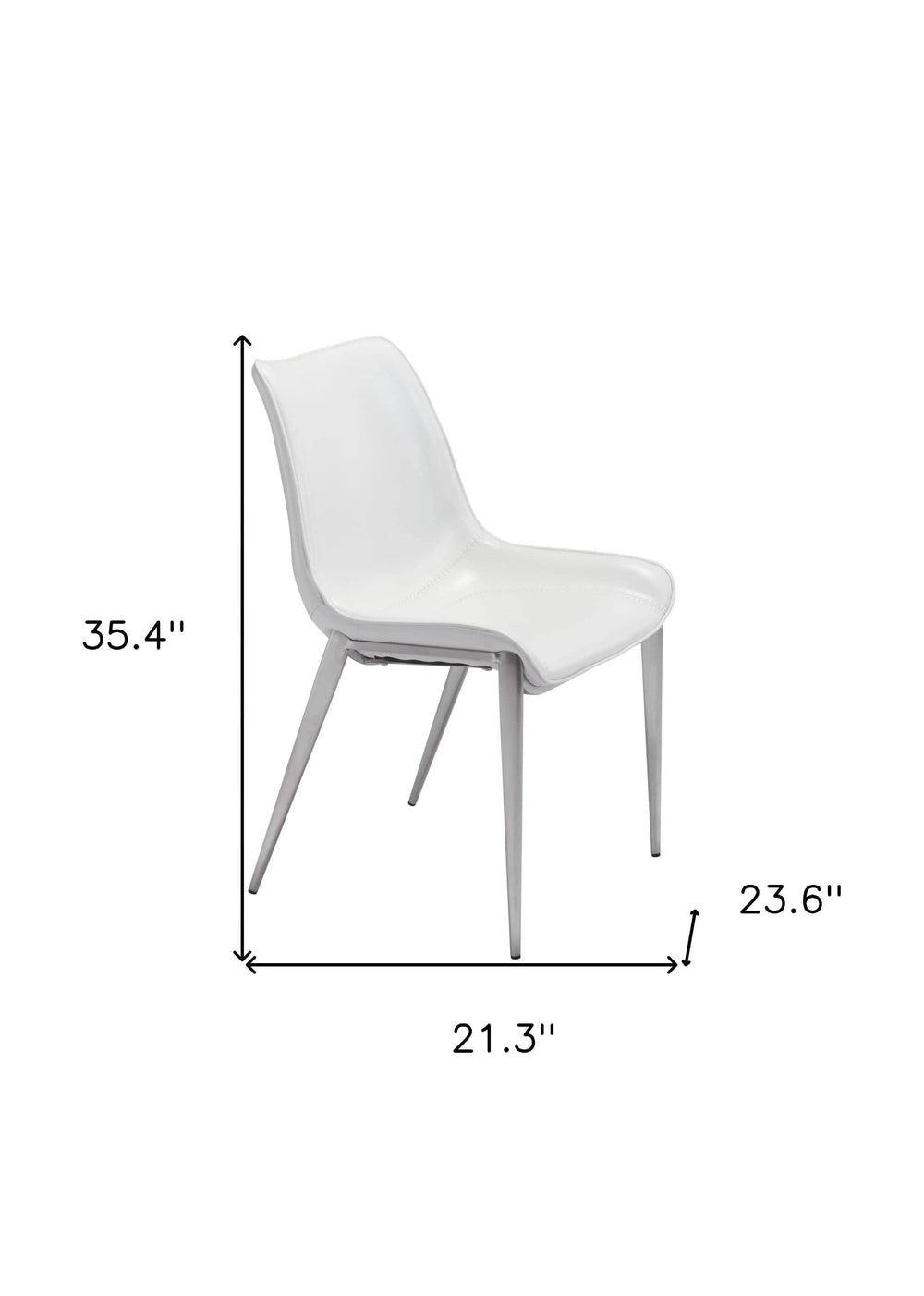 Set of Two White And Silver Upholstered Faux Leather Open Back Dining Side Chairs - Homeroots